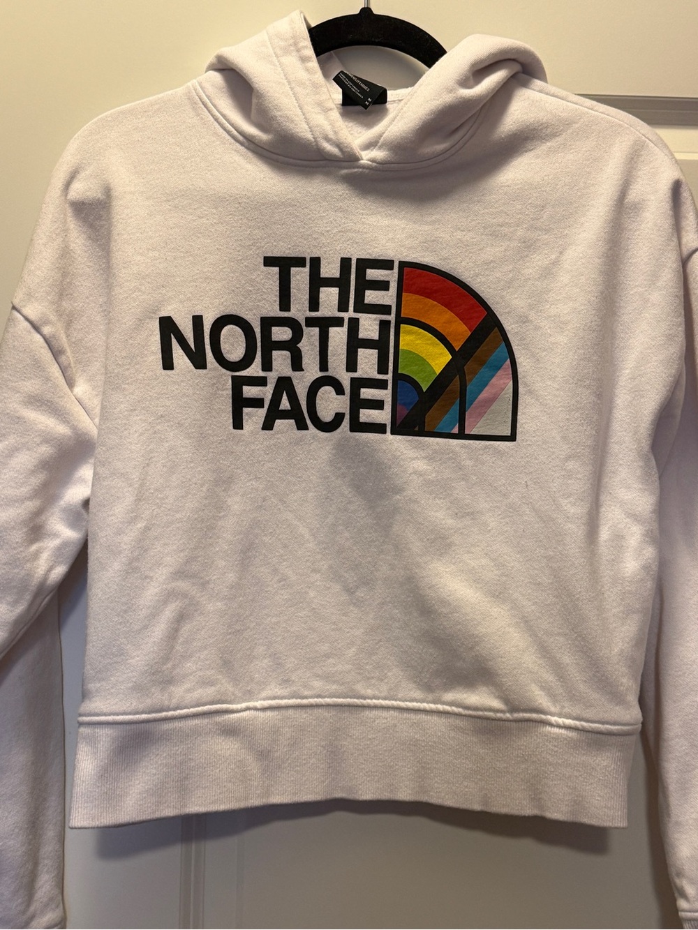 The North Face cropped White Hoodie with PRIDE Logo